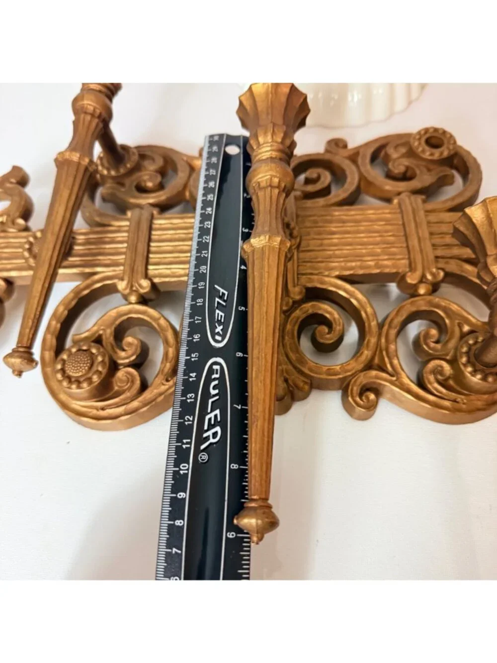 Vintage Homco Sconce Wall Decor 3 Arm Candelabra Regency Gold 70s Candle Holder